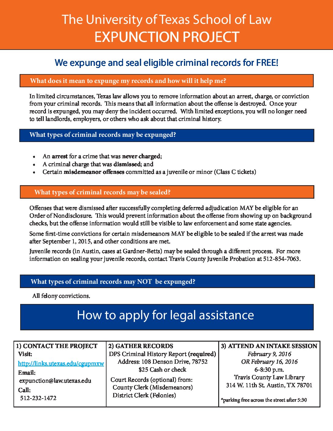 Texas Law Expunction Project Now Accepting Applicants - Reentry Roundtable